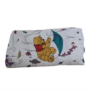 Vintage Disney Winnie The Pooh Twin Fitted Sheet Cotton Flannel Piglet Kites